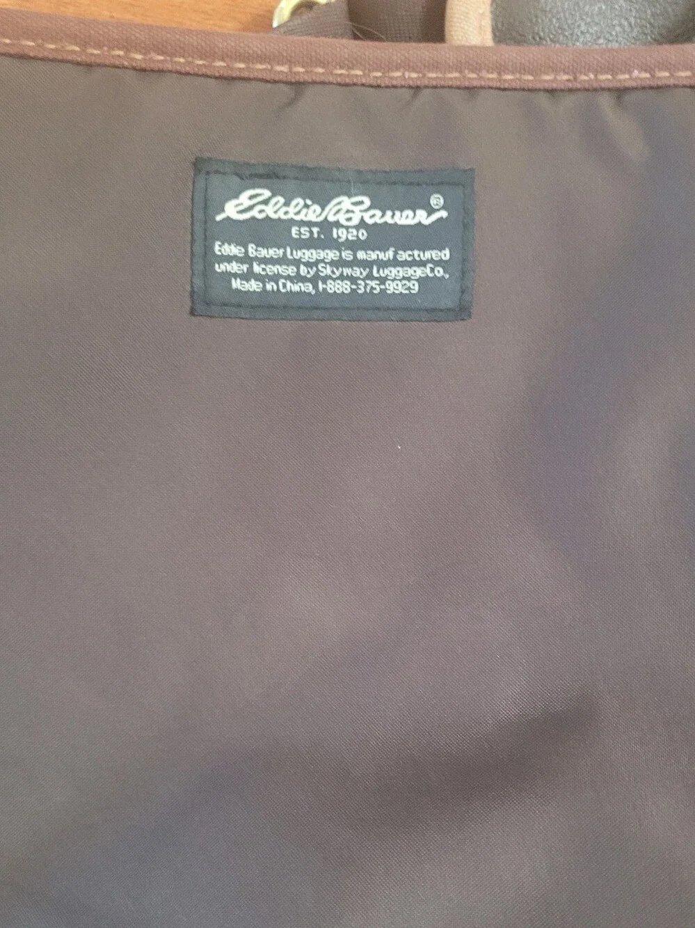 Eddie Bauer Tan and Dark Brown Canvas Messenger Bag with Black Trim